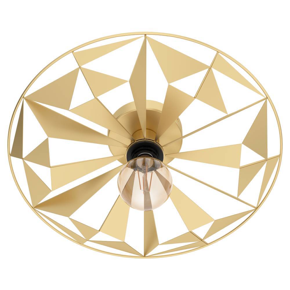 Castanuelo Ø42 Gull plafond Fra Eglo - Denne vegg- og taklampen i gullfarget metall har en i&oslash;ynefallende geometrisk design som skaper et dynamisk lysspill og gir rommet et luksuri&oslash;st preg.