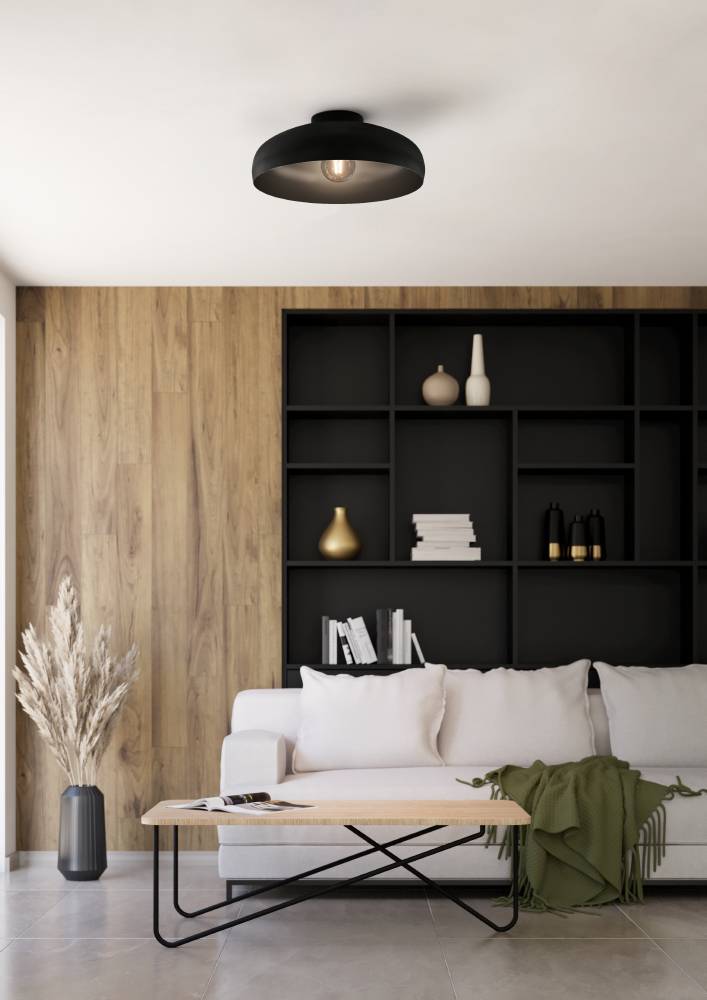 Mogano Ø40 Svart plafond Fra Eglo - Lampens minimalistiske design gjør den lett å matche med ulike interiørstiler og er et utmerket valg for de som ønsker en diskret, men elegant belysningsløsning.