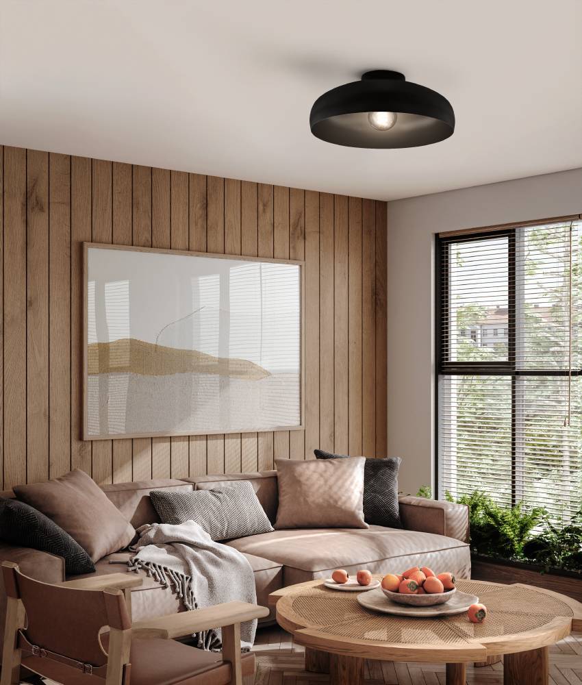 Mogano Ø40 Svart plafond Fra Eglo - Lampens minimalistiske design gjør den lett å matche med ulike interiørstiler og er et utmerket valg for de som ønsker en diskret, men elegant belysningsløsning.