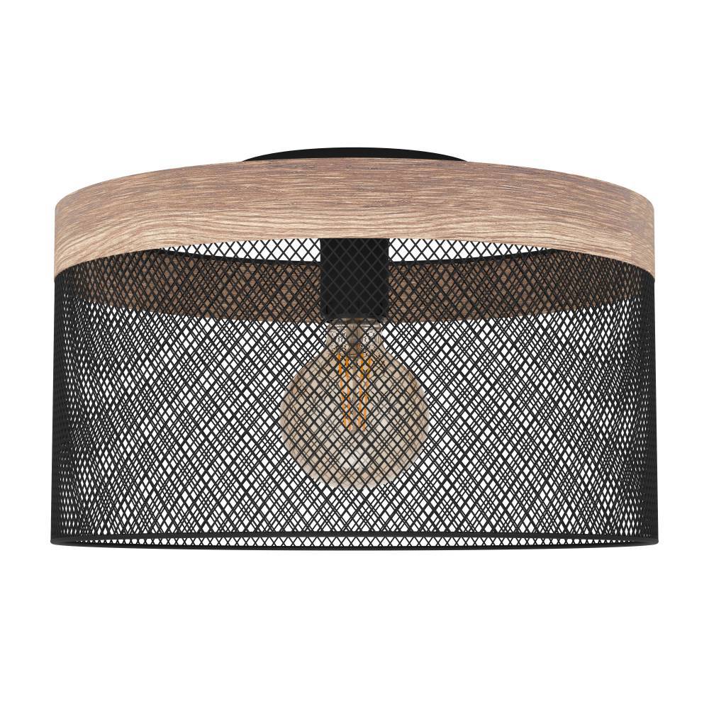 Kilnsdale Ø38 Svart plafond Fra Eglo - Den svarte metallskjermen er laget av et nållignende materiale som skaper et interessant skyggespill når lampen er slått av.