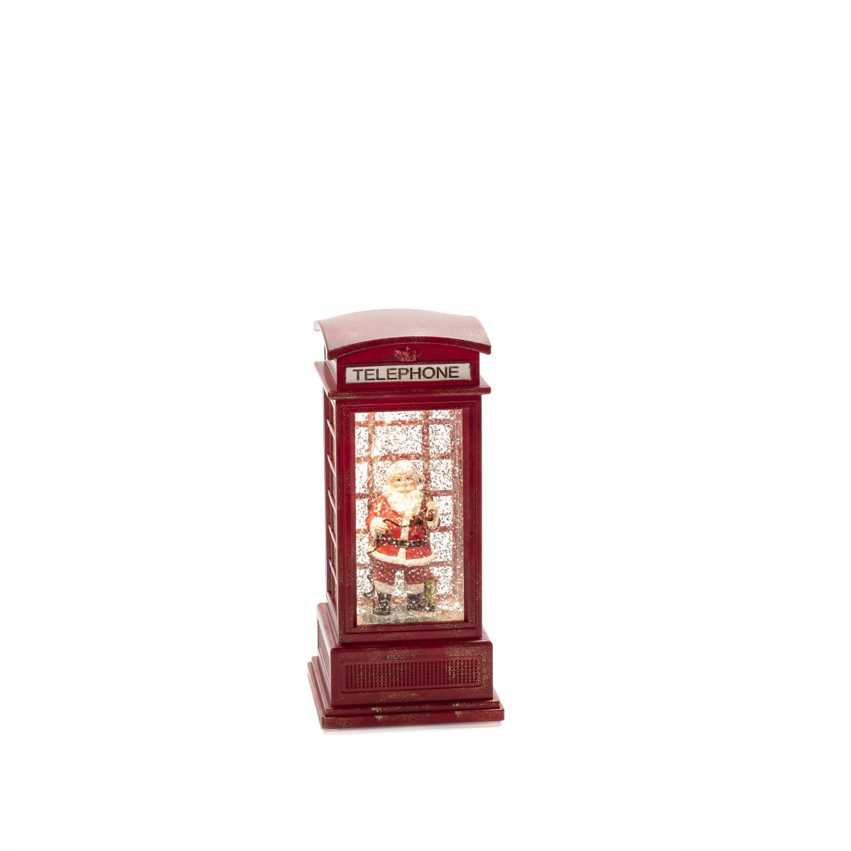 Vannfylt lykt Telefonkiosk RØD Fra Konstsmide - Vannfylt lykt Telefonkiosk er en stemningsfull juledekorasjon med en sjarmerende nisse inni en klassisk r&oslash;d telefonkiosk.