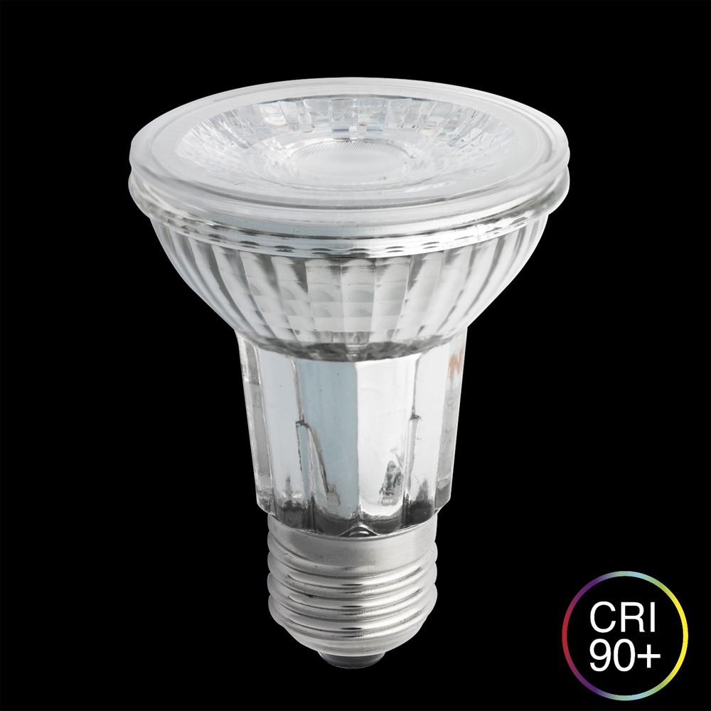 E27 LED PAR20 7W 2700K dimbar Gjennomsiktig Fra Unison - Med sin standard E27-sokkel er den enkel &aring; installere og passer perfekt i ulike typer armaturer.