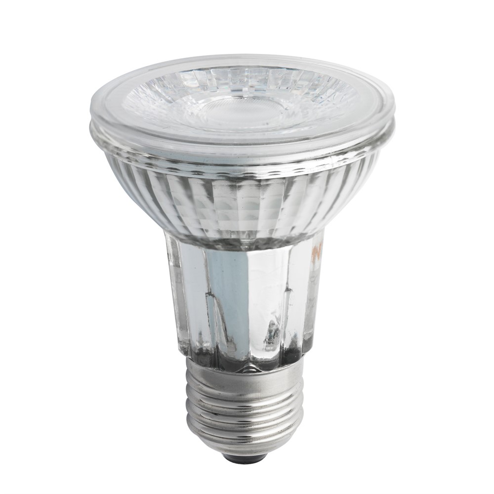 E27 LED PAR20 7W 2700K dimbar Gjennomsiktig Fra Unison - Med sin standard E27-sokkel er den enkel &aring; installere og passer perfekt i ulike typer armaturer.