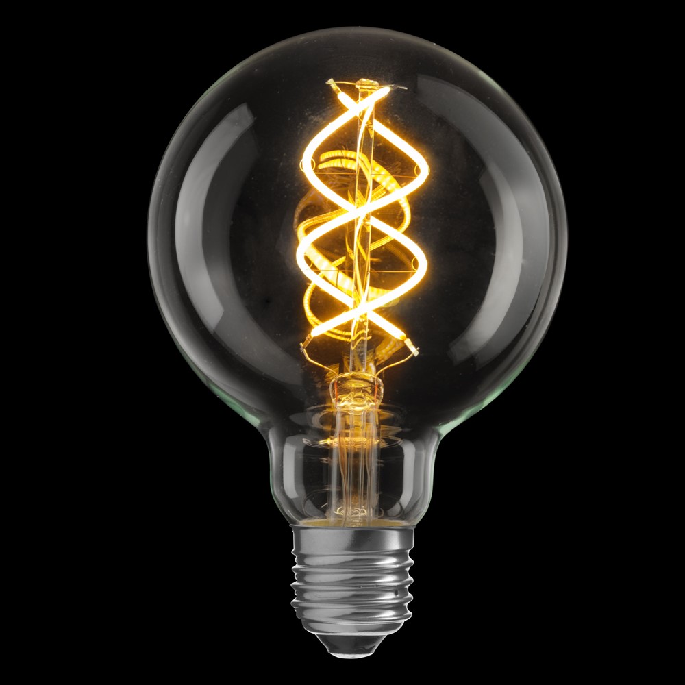 E27 Globepære 5W 2200K dimbar Gjennomsiktig Fra Unison - Lampen har effekt p&aring; 5W og en fargetemperatur p&aring; 2200K, noe som gir et varmt og koselig lys.