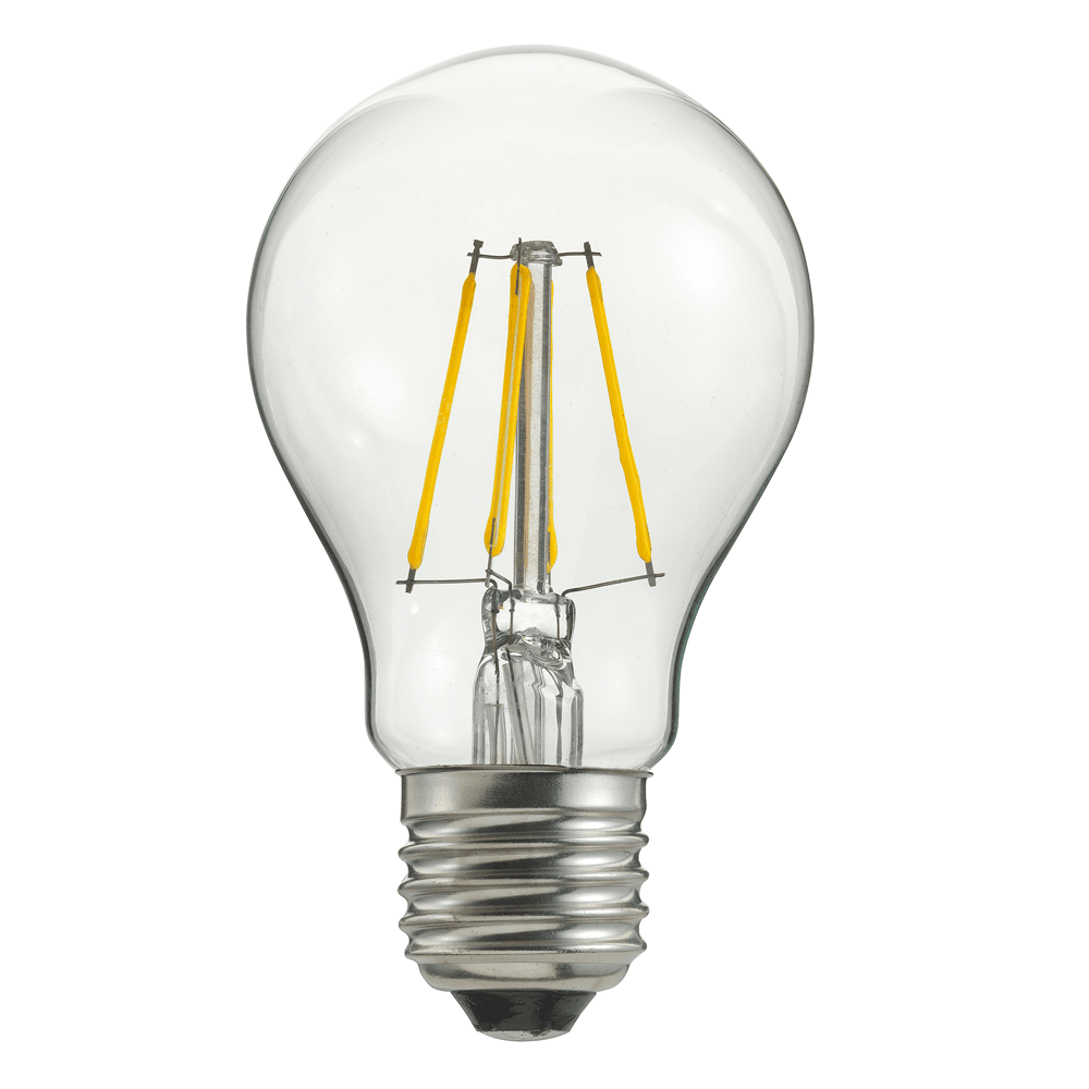 E27 normal 7,5W 2200K dimbar Gjennomsiktig Fra Unison - UNI-LEDISON normal klar E27 lyskilde med en effekt p&aring;; 7,5W og et varmt lys p&aring; 2200K er ideelt for &aring; skape en atmosf&aelig;risk atmosf&aelig;re.