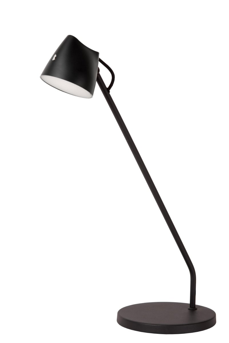Milne 42cm Svart skrivebordslampe Fra Lucide - Med en elegant, buet lampeskjerm på; en slank ramme gir Milne et dynamisk utseende som er både stilig og funksjonelt.