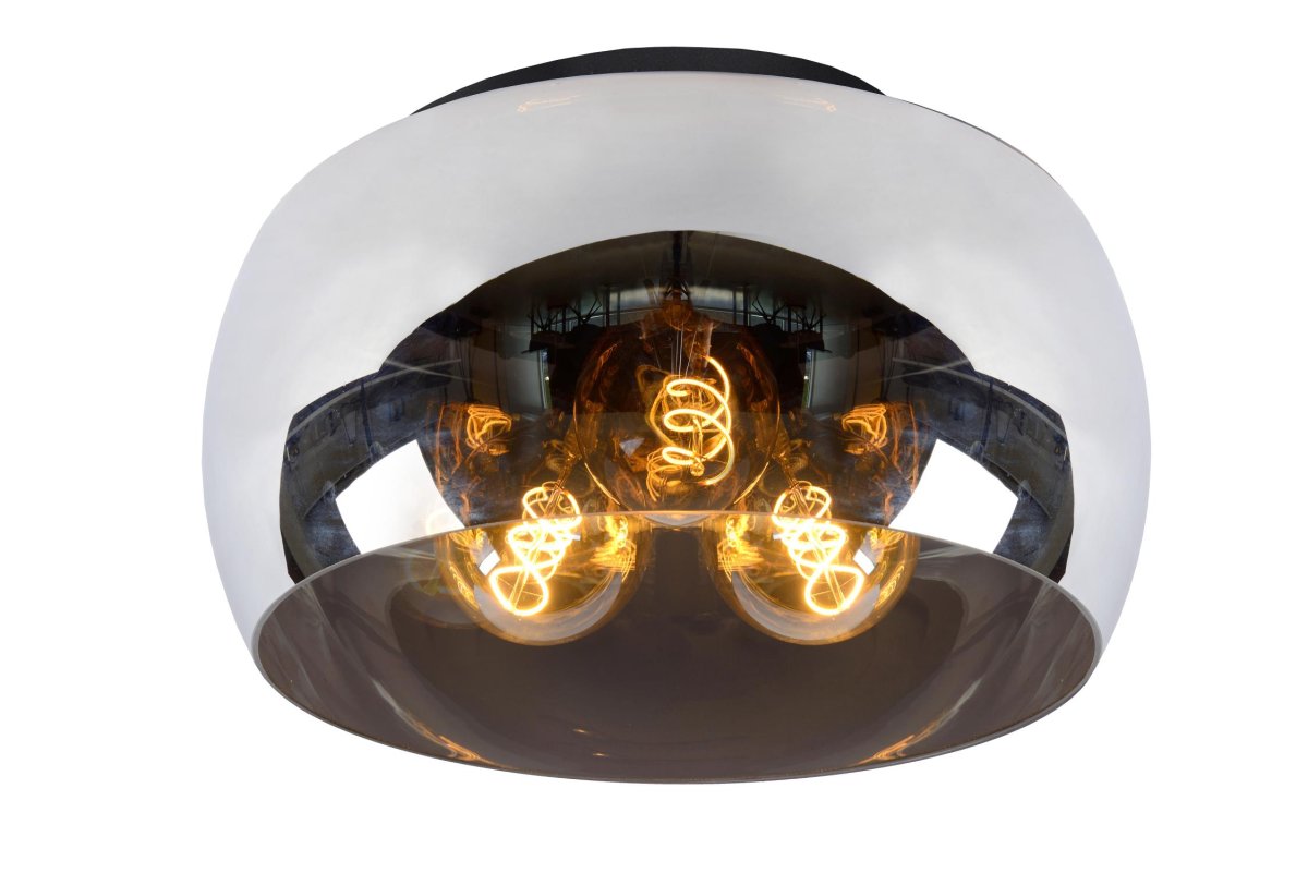 Olivia Ø40 Røykfarget plafond Fra Lucide - Kombinasjonen av eksklusivt røkt glass og metall gjør denne taklampen til et luksuriøst tillegg til hjemmet ditt.