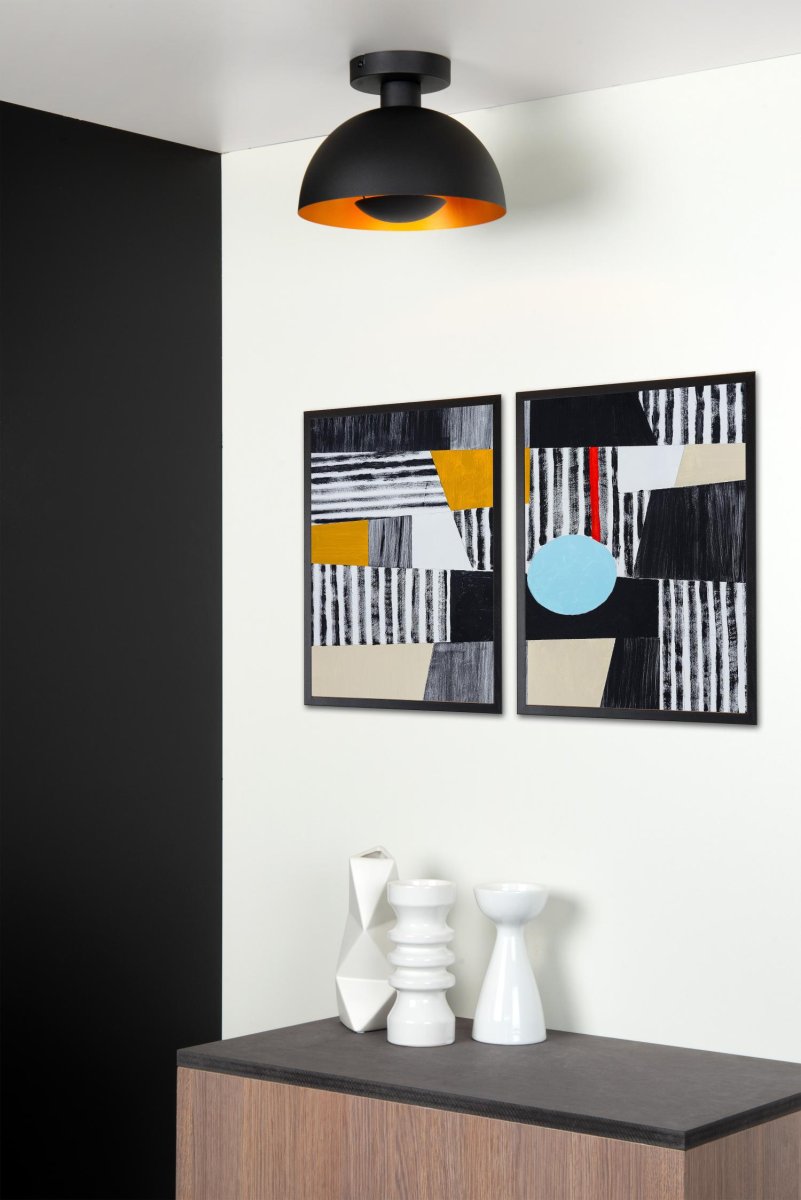 Siemon Ø25 Svart plafond Fra Lucide - Siemon kombinerer et snev av retro med et snev av moderne design, tv&aring; perfekte ingredienser for en vellykket taklampe i gangen, stuen eller kjøkkenet.