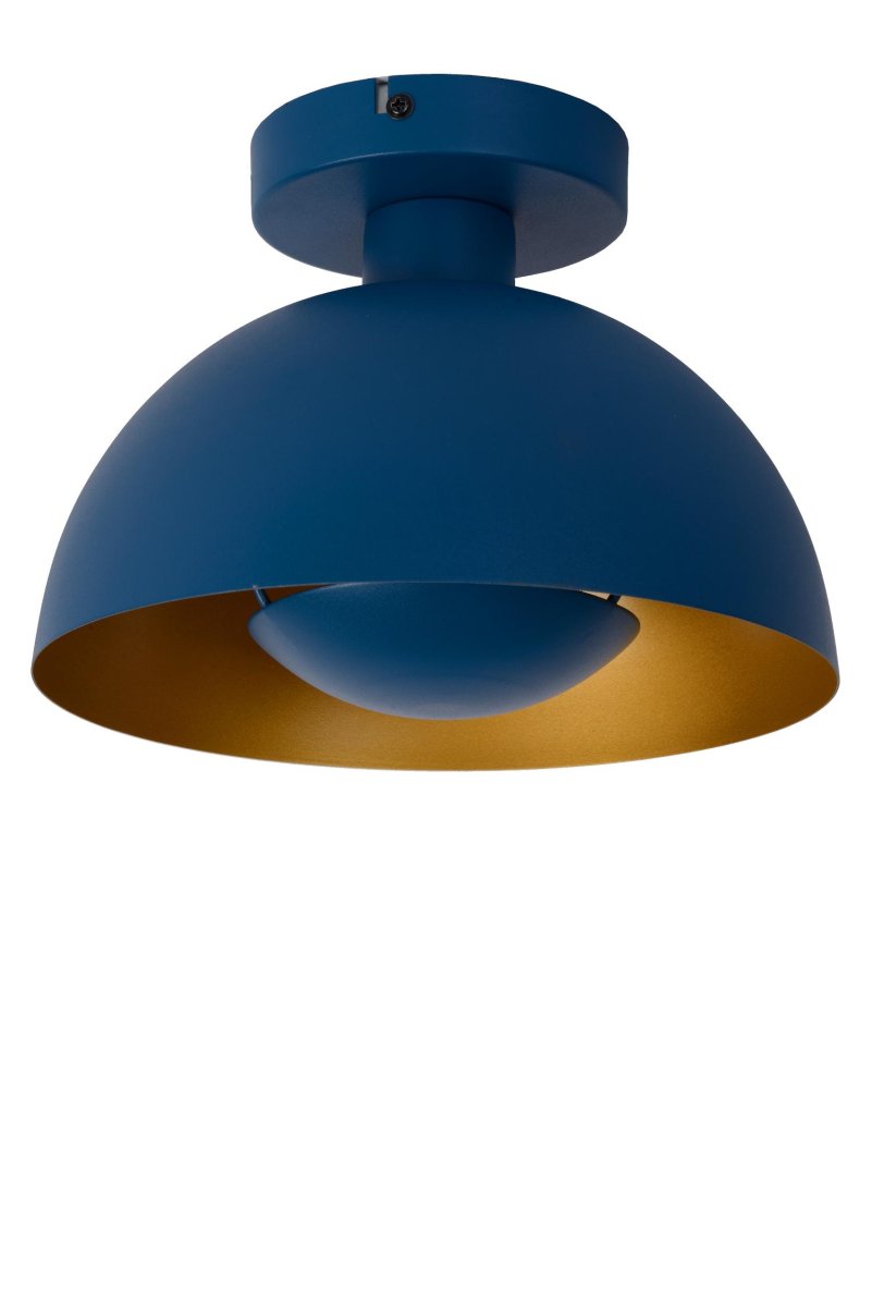 Siemon Ø25 Blå plafond Fra Lucide - Siemon kombinerer et snev av retro med et snev av moderne design, tv&aring; perfekte ingredienser for en vellykket taklampe i gangen, stuen eller kjøkkenet.