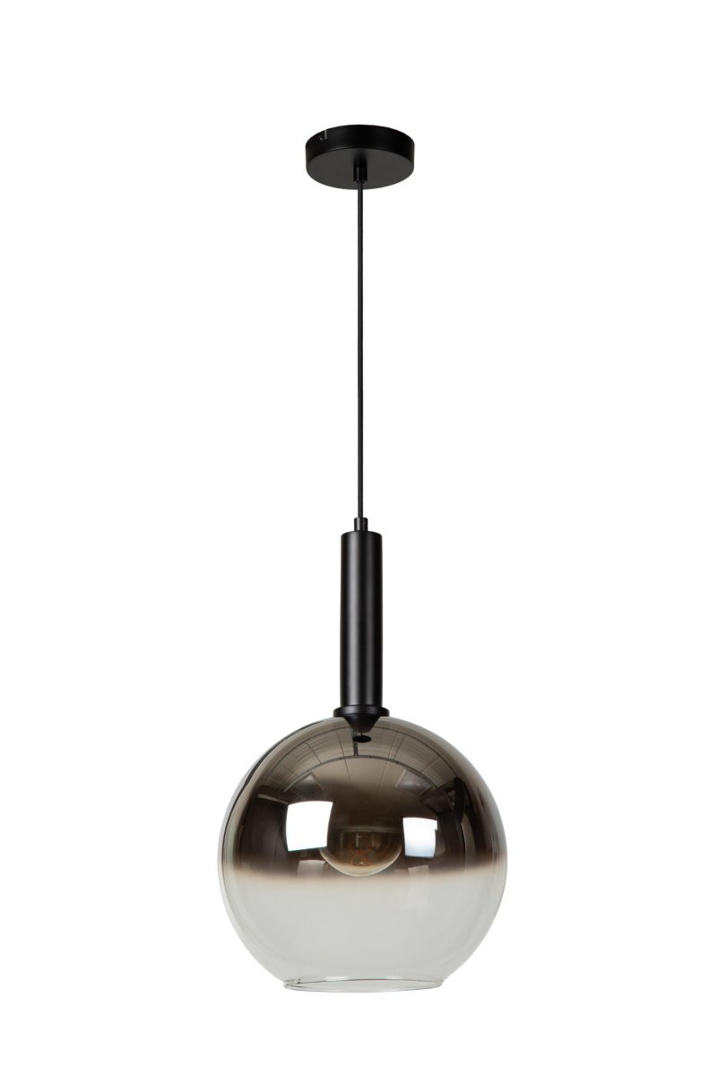 Marius Ø30 Svart Taklampe Fra Lucide - Lyset er omgitt av en kule med en diameter på 30 centimeter, som henger på en fin ledning.