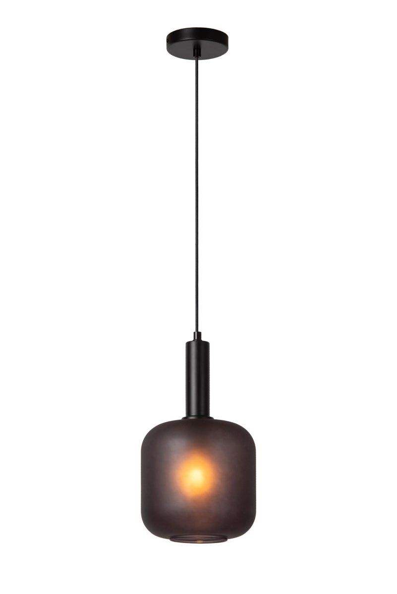 Eloise Ø20 Svart Taklampe Fra Lucide - Laget av høykvalitets røkt glass, kan høyden på pendellampen enkelt justeres for å passe til ethvert rom eller interiør.
