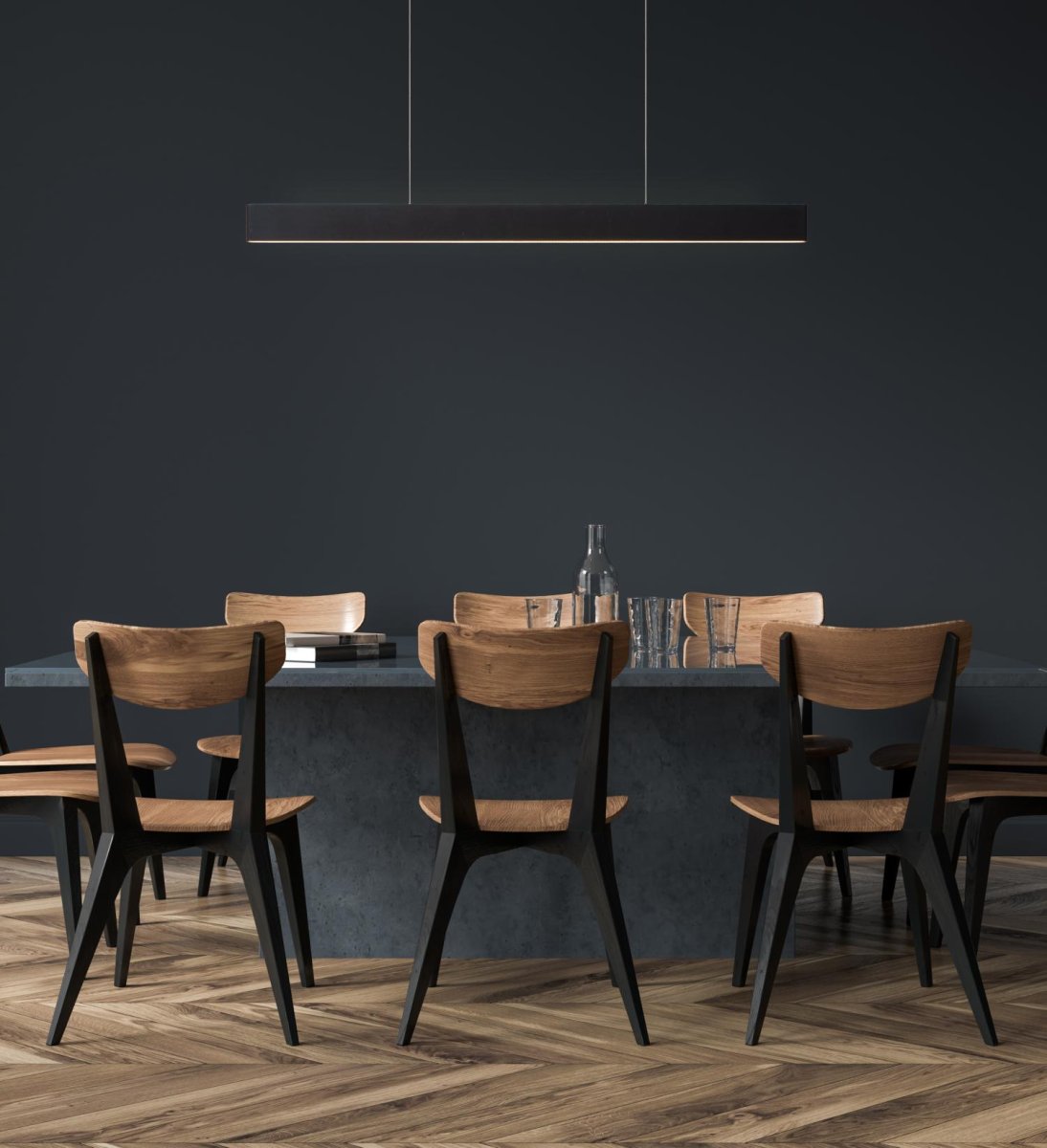 Raya Led 120cm Svart Taklampe Fra Lucide - Raya LED er en moderne pendel med en elegant og lang silhuett.
