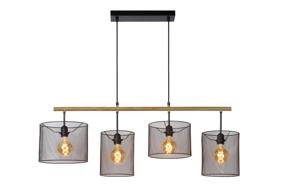 Baskett 107cm Svart Taklampe Fra Lucide - Med fire lyspunkter som er elegant beskyttet, kan du enkelt justere lysstyrken og atmosf&aelig;ren ved &aring; koble lampen til en ekstern dimmer.