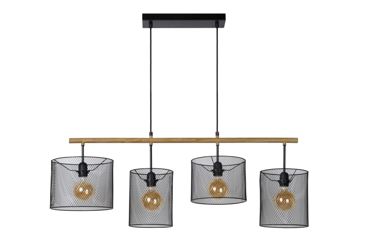 Baskett 107cm Svart Taklampe Fra Lucide - Med fire lyspunkter som er elegant beskyttet, kan du enkelt justere lysstyrken og atmosf&aelig;ren ved &aring; koble lampen til en ekstern dimmer.