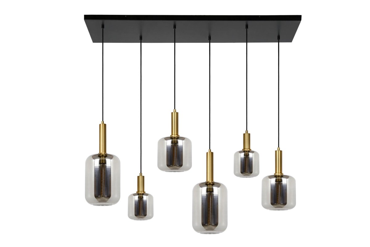 Joanet 132cm Røykfarget Taklampe Fra Lucide - Glass og messing av høy kvalitet er den perfekte formelen for stilig design, og Joanet-pendellampen har virkelig vært en pioner.