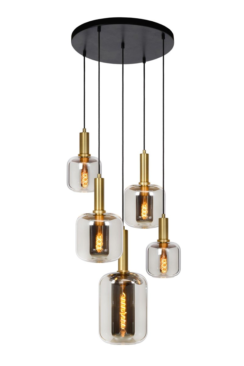 Joanet Ø66 Røykfarget Taklampe Fra Lucide - Glass og messing av høy kvalitet er den perfekte formelen for stilig design, og Joanet-pendellampen har virkelig vært en pioner.