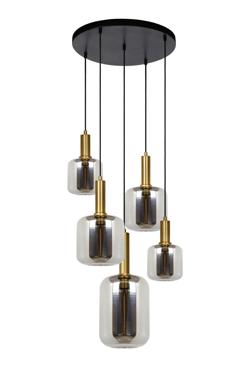 Joanet Ø66 Røykfarget Taklampe Fra Lucide - Glass og messing av høy kvalitet er den perfekte formelen for stilig design, og Joanet-pendellampen har virkelig vært en pioner.