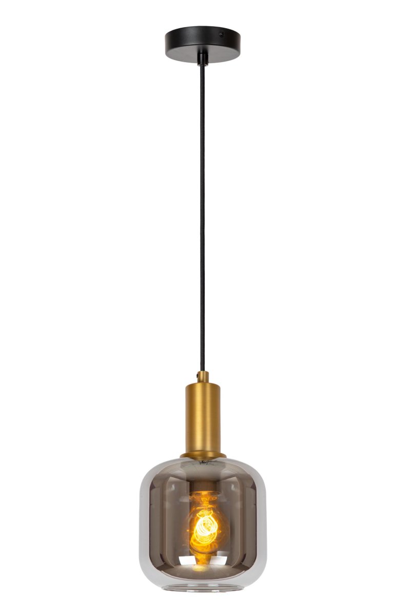 Joanet Ø16 Røykfarget Taklampe Fra Lucide - Glass og messing av høy kvalitet er den perfekte formelen for stilig design, og Joanet-pendellampen har virkelig vært en pioner.
