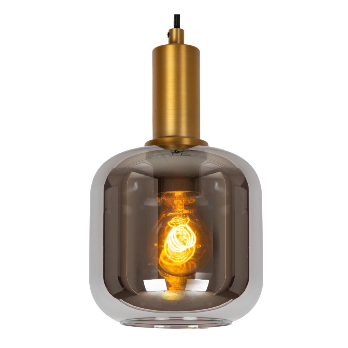 Joanet Ø16 Røykfarget Taklampe Fra Lucide - Glass og messing av høy kvalitet er den perfekte formelen for stilig design, og Joanet-pendellampen har virkelig vært en pioner.
