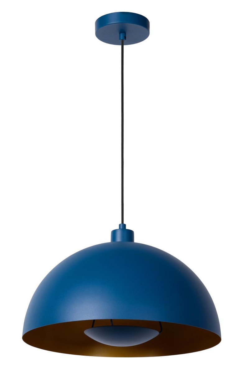 Siemon Ø40 Blå Taklampe Fra Lucide - Koble lampen til en dimmer og velg den perfekte høyden for plassen din, opptil 150 centimeter, for å skape den optimale atmosfæren.