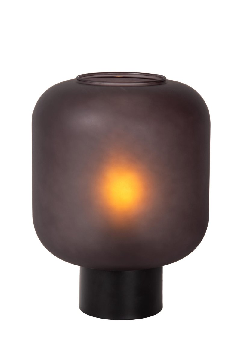 Eloise 27cm Svart bordlampe Fra Lucide - Eloise er laget av røkt glass av høy kvalitet, og gir en atmosfærisk og varm belysning som enkelt kan justeres til dine behov.