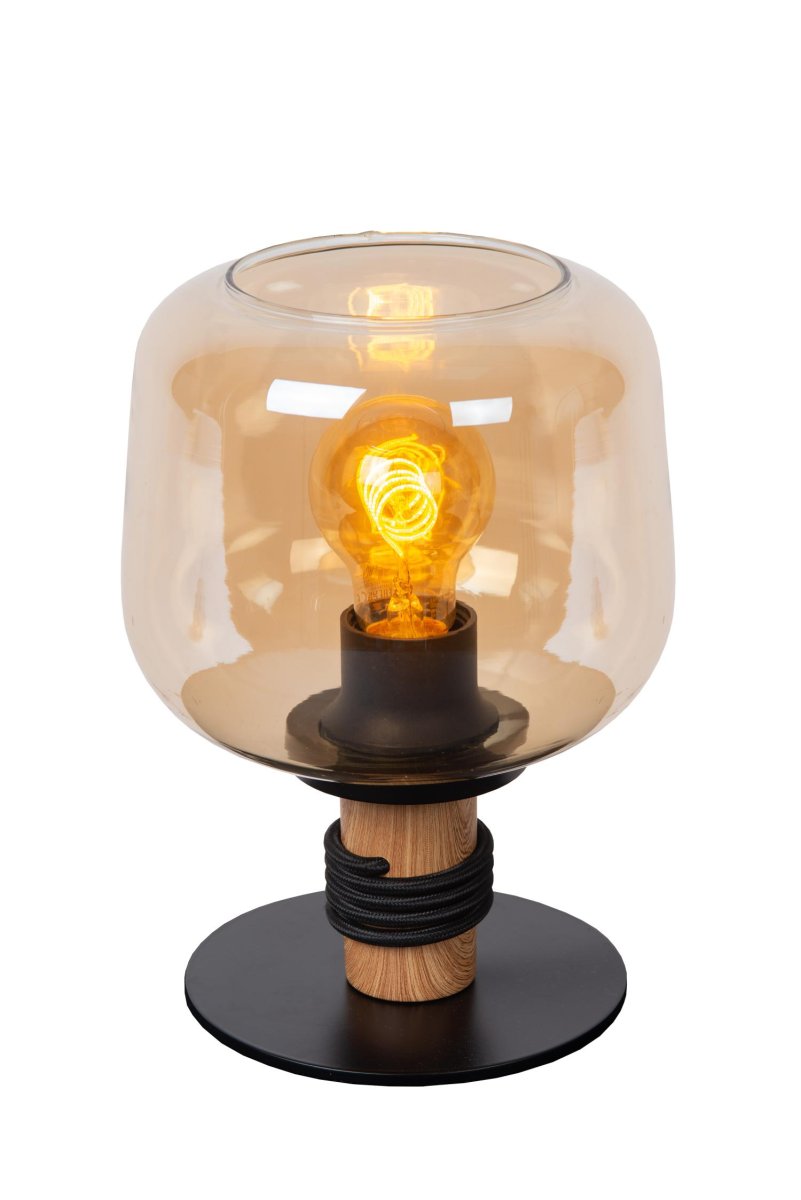 Ilona 25cm Rav bordlampe Fra Lucide - Ilona gjør seg spesielt godt ved et nattbord eller sidebord, hvor den ovale silhuetten sprer et varmt, atmosfærisk lys og tilfører et snev av mystikk.