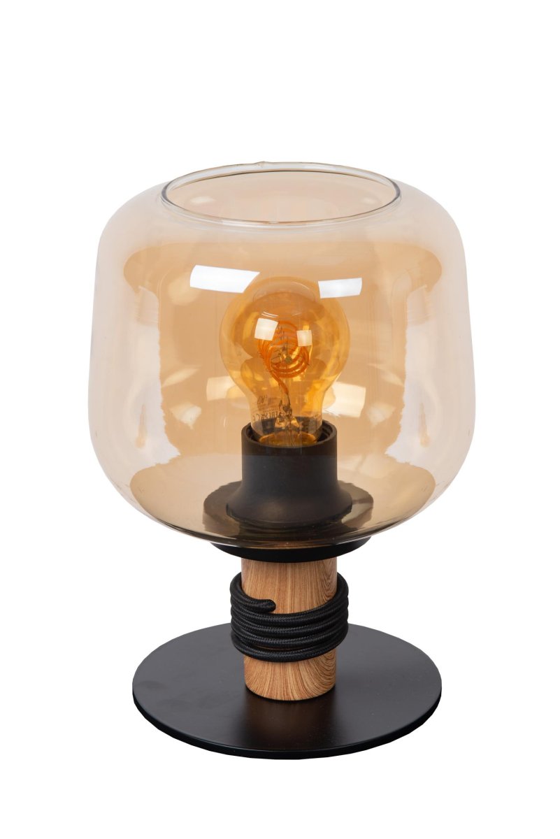 Ilona 25cm Rav bordlampe Fra Lucide - Ilona gjør seg spesielt godt ved et nattbord eller sidebord, hvor den ovale silhuetten sprer et varmt, atmosfærisk lys og tilfører et snev av mystikk.