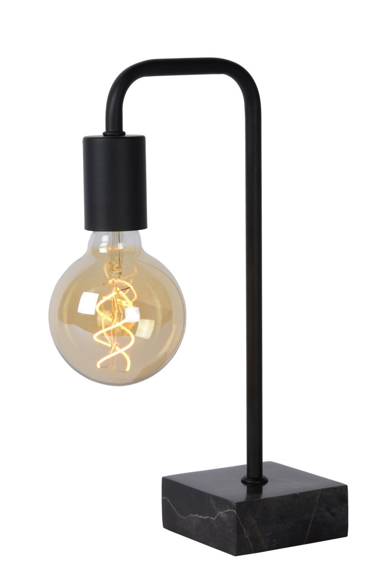Lorin 35cm Svart bordlampe Fra Lucide - Dens minimalistiske design gir materialene &ndash; høykvalitets stål og en fot av tidl's marmor &ndash; plass til å virkelig skinne.