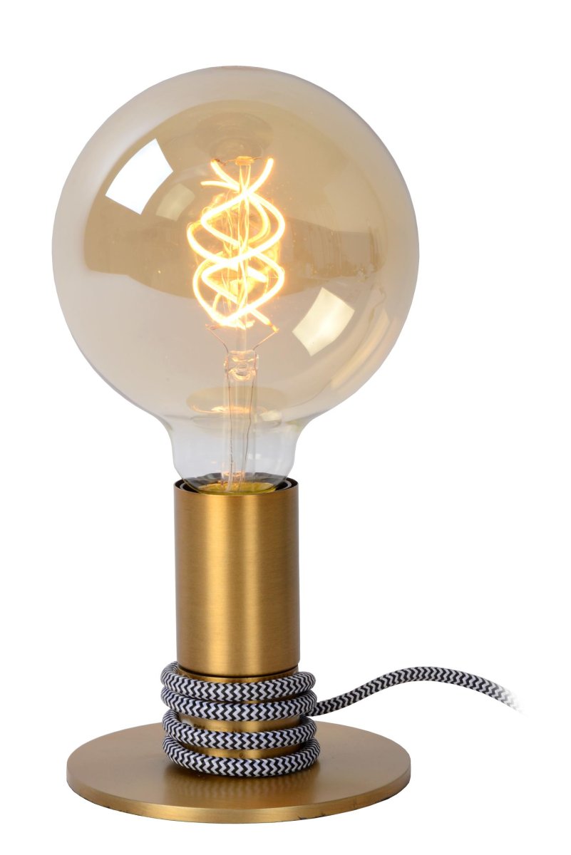Marit 10cm Matt gull/messing bordlampe Fra Lucide - Den kompakte bordlampen, som er knapt 12 centimeter høy, består av en enkel sokkel.