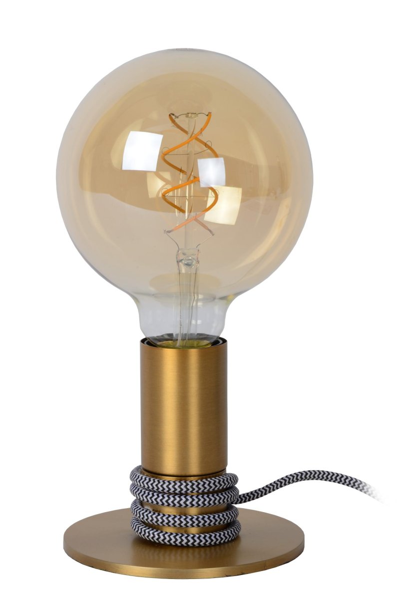 Marit 10cm Matt gull/messing bordlampe Fra Lucide - Den kompakte bordlampen, som er knapt 12 centimeter høy, består av en enkel sokkel.