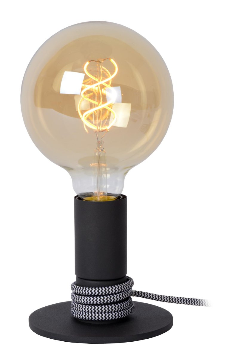Marit 10cm Svart bordlampe Fra Lucide - Den kompakte bordlampen, som er knapt 12 centimeter høy, består av en enkel sokkel.