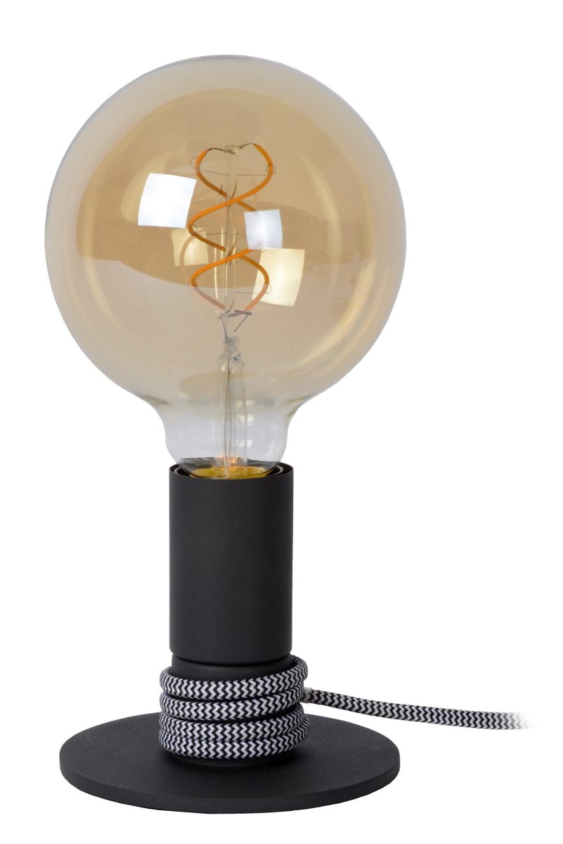 Marit 10cm Svart bordlampe Fra Lucide - Den kompakte bordlampen, som er knapt 12 centimeter høy, består av en enkel sokkel.
