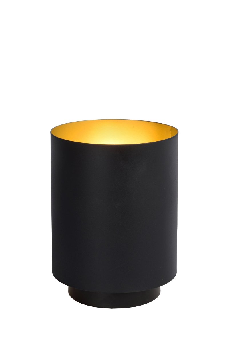Suzy 16cm Svart bordlampe Fra Lucide - Laget av svart, høykvalitets metall med et matt gull interiør, utstråler hun en varm og atmosfærisk atmosfære.