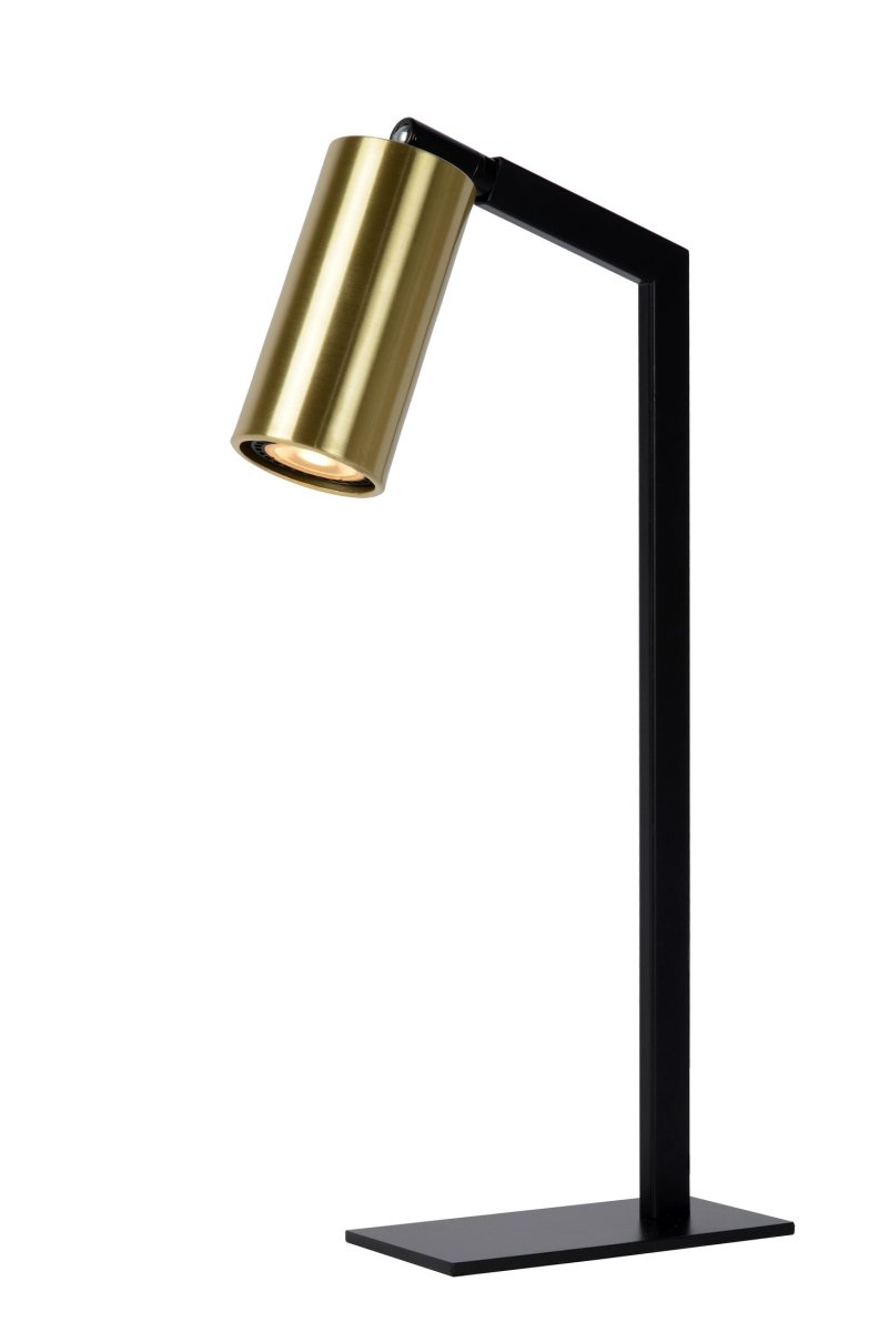 Sybil 43cm Svart skrivebordslampe Fra Lucide - Denne bordlampen har et stilig design med en lang kubisk sokkel og sylindrisk lampeskjerm.