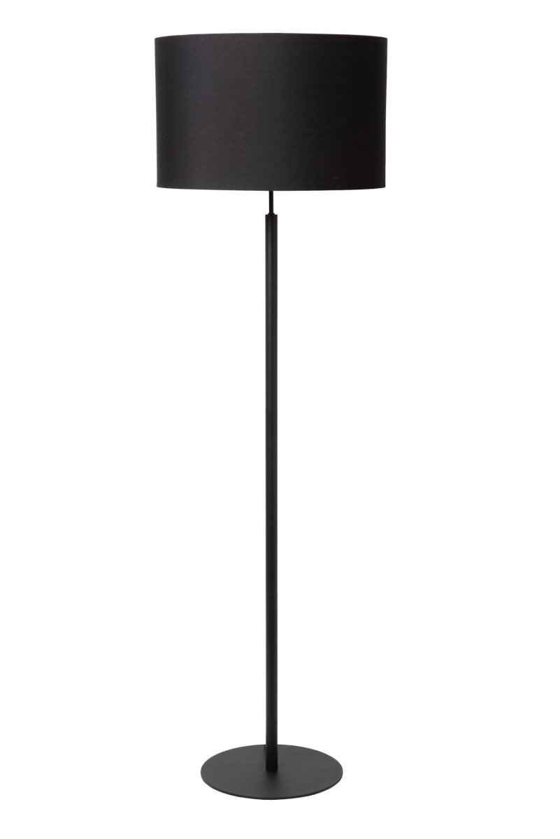 Maya Svart gulvlampe Fra Lucide - Med en høyde på 150 centimeter og en diameter på På 45 centimeter er Maya perfekt som leselampe ved siden av sofaen eller som ekstra lyskilde i hallen.