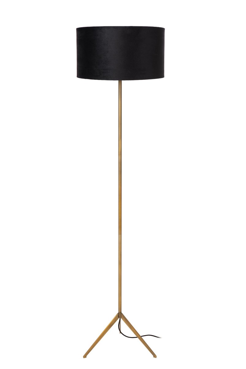 Tondo Matt gull/messing gulvlampe Fra Lucide - S&aring; elegant som en ballerina p&aring; t&aring;, st&aring;r gulvlampen Tondo stolt p&aring; metallfoten.