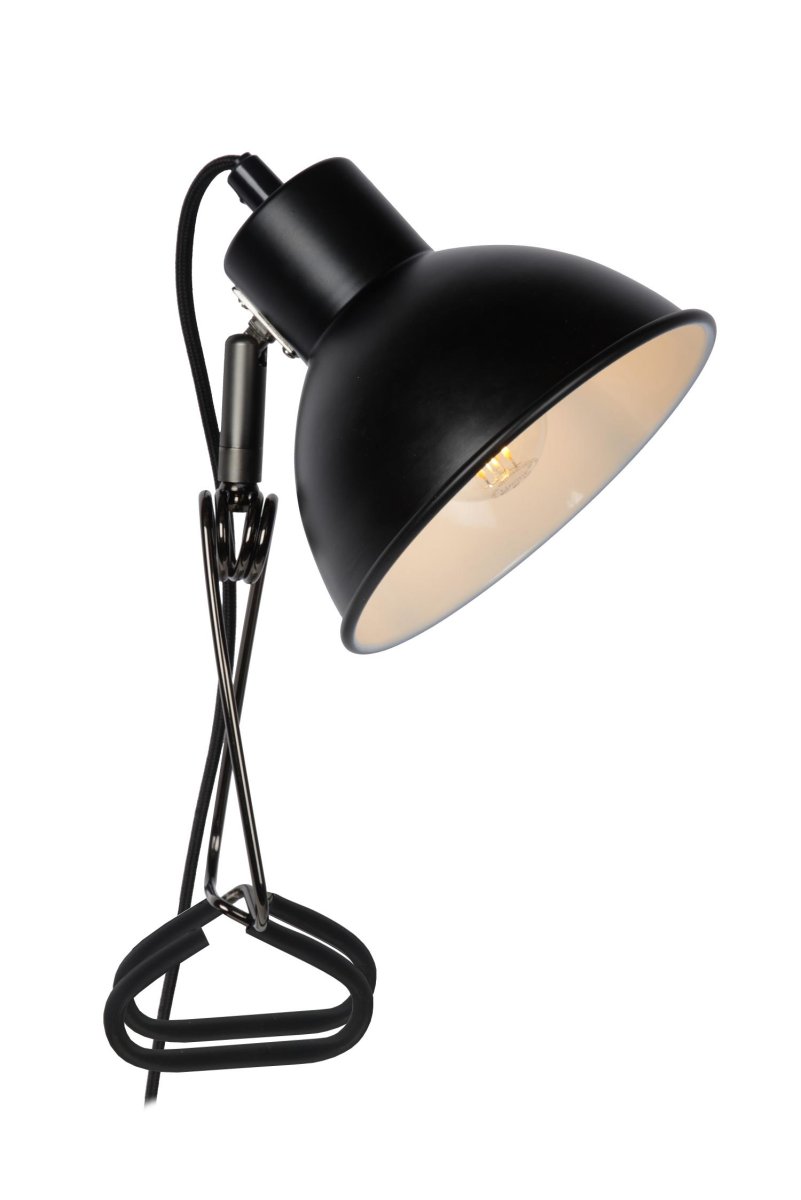 Moys Svart klemmelampe Fra Lucide - Lampen kan også&aring; kan snus og vippes, noe som gjør at du ikke bare plasserer den rett på; et &ouml;øyeblikk, uten også&aring; retter lyset akkurat dit du trenger det.
