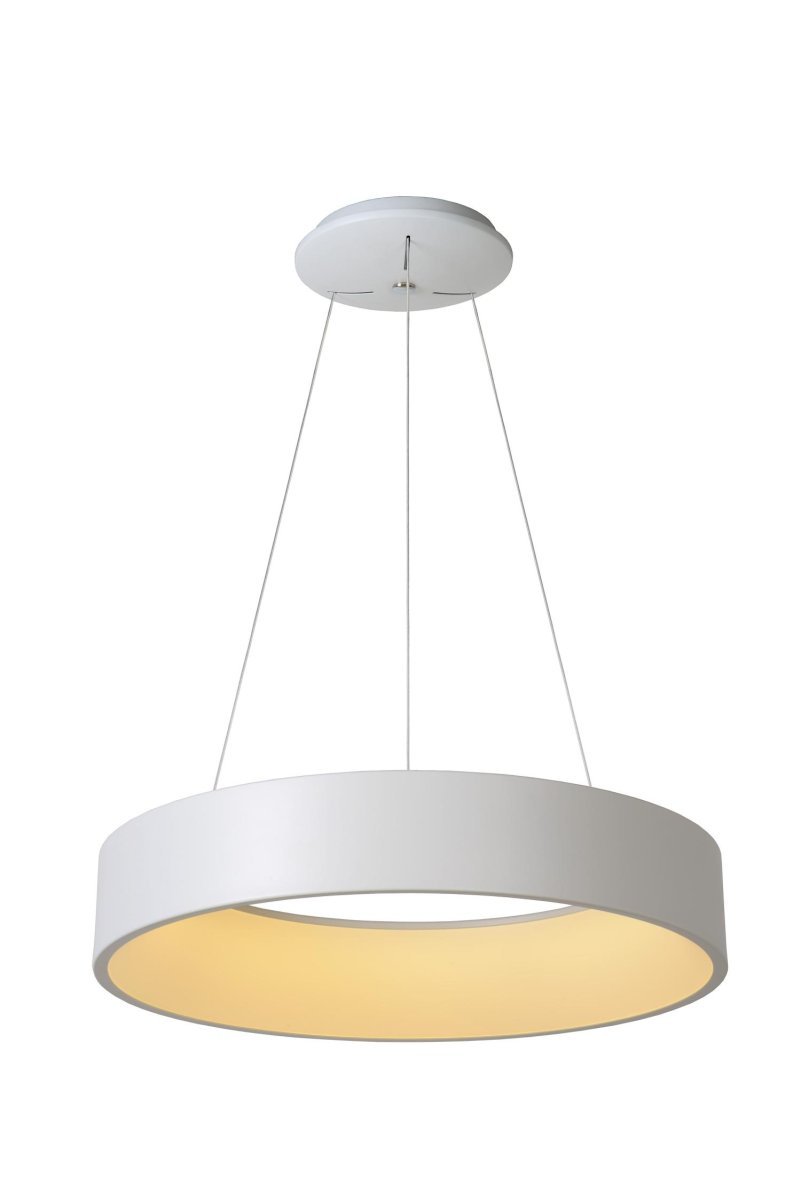 Talowe Led Ø60 Hvit Taklampe Fra Lucide - Det sirkul&aelig;re lyselementet er utstyrt med en integrert LED-lyskilde som enkelt kan kobles til en ekstern dimmer om du &oslash;nsker det.