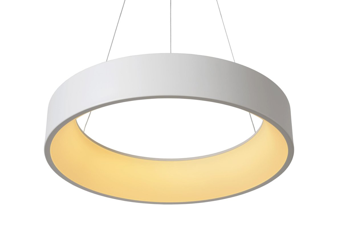 Talowe Led Ø60 Hvit Taklampe Fra Lucide - Det sirkul&aelig;re lyselementet er utstyrt med en integrert LED-lyskilde som enkelt kan kobles til en ekstern dimmer om du &oslash;nsker det.