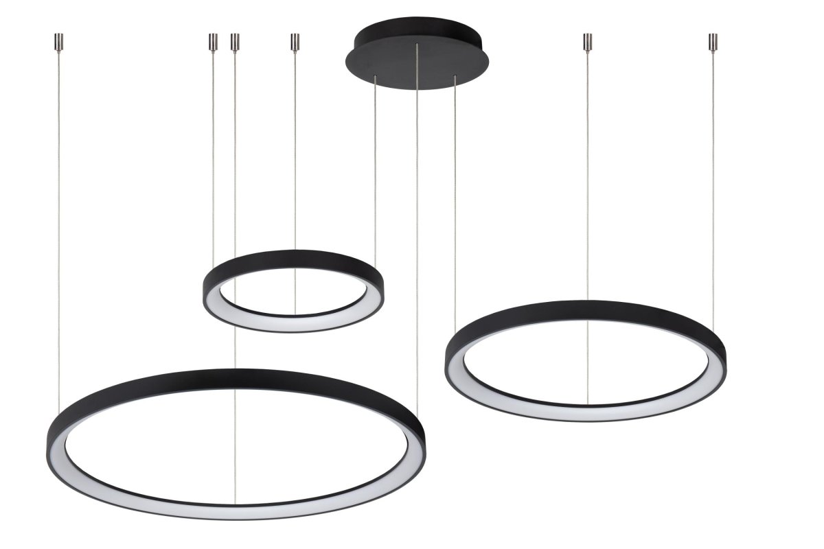 Vidal Ø78 Svart Taklampe Fra Lucide - Det varmhvite lyset skaper den optimale atmosf&aelig;ren ved spisebordet, og du kan enkelt koble Vidal til en ekstern dimmer for &aring; justere lysstyrken.
