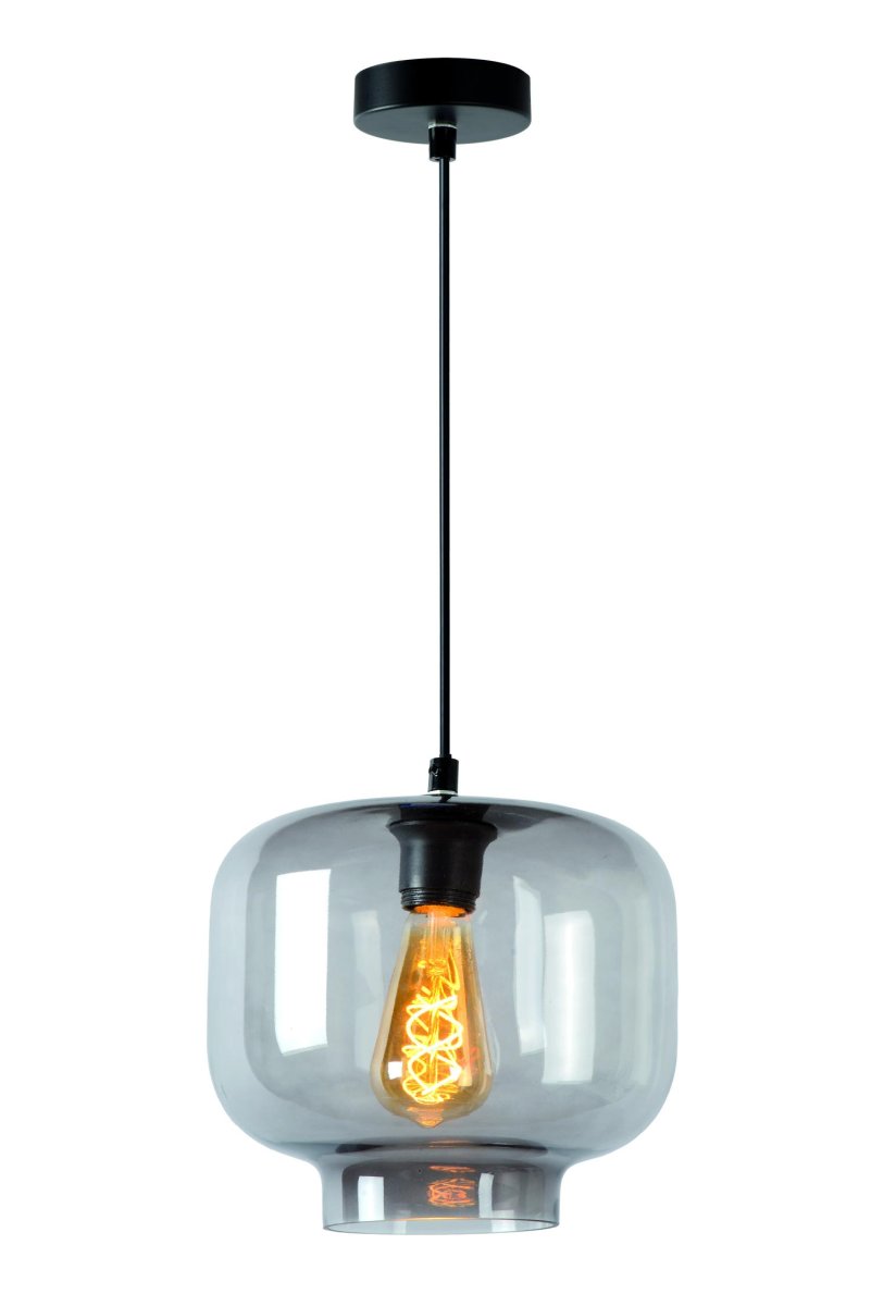 Medine Ø25 Røykfarget Taklampe Fra Lucide - Lyspunktet er omgitt av en kuppel i r&oslash;kt glass, som gir Medine et ekstra elegant preg.