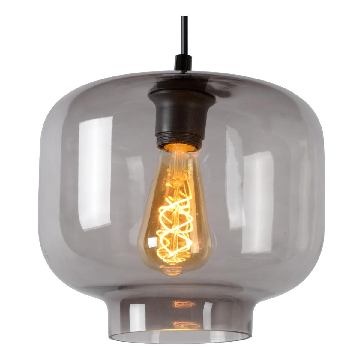 Medine Ø25 Røykfarget Taklampe Fra Lucide - Lyspunktet er omgitt av en kuppel i r&oslash;kt glass, som gir Medine et ekstra elegant preg.