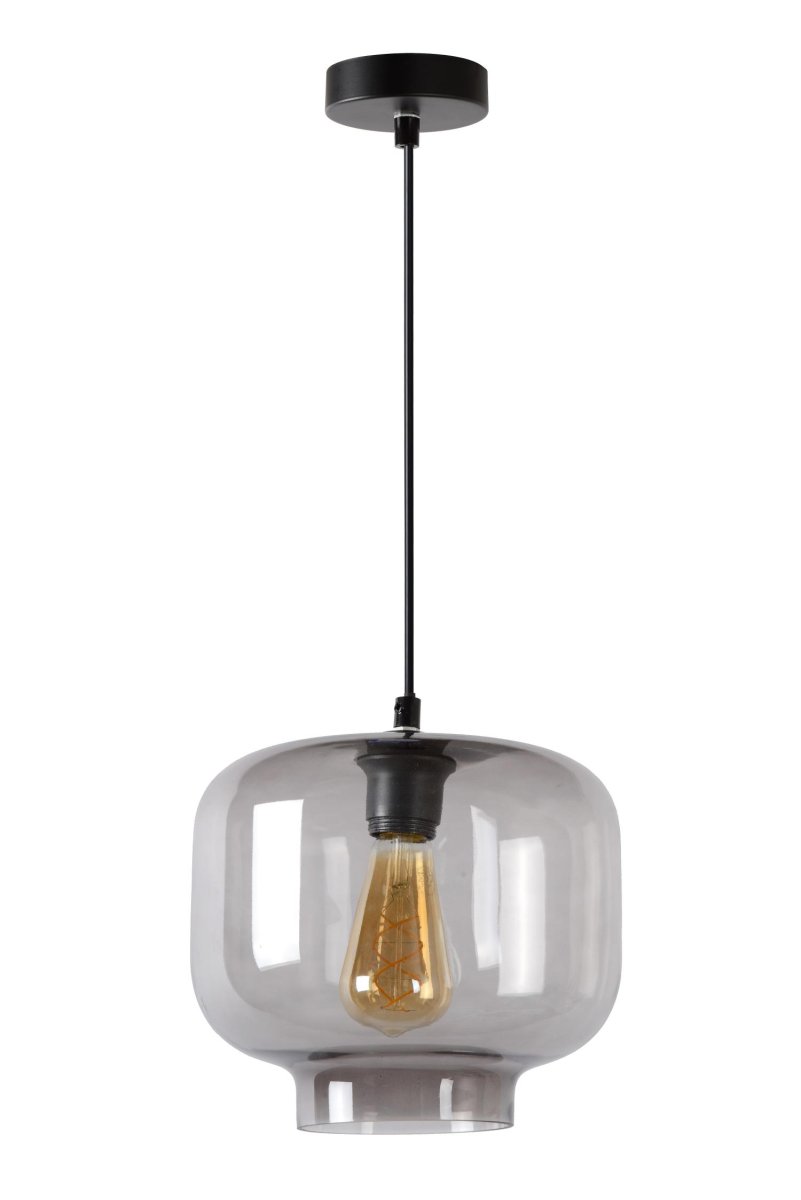 Medine Ø25 Røykfarget Taklampe Fra Lucide - Lyspunktet er omgitt av en kuppel i r&oslash;kt glass, som gir Medine et ekstra elegant preg.