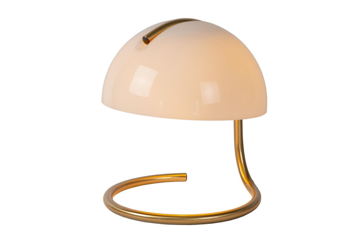 Cato 25cm Hvit bordlampe Fra Lucide - Det er kanskje sant, men med en elegant halvsirkul&aelig;r lampeskjerm laget av matt glass av h&oslash;y kvalitet og en stilig metallsokkel.