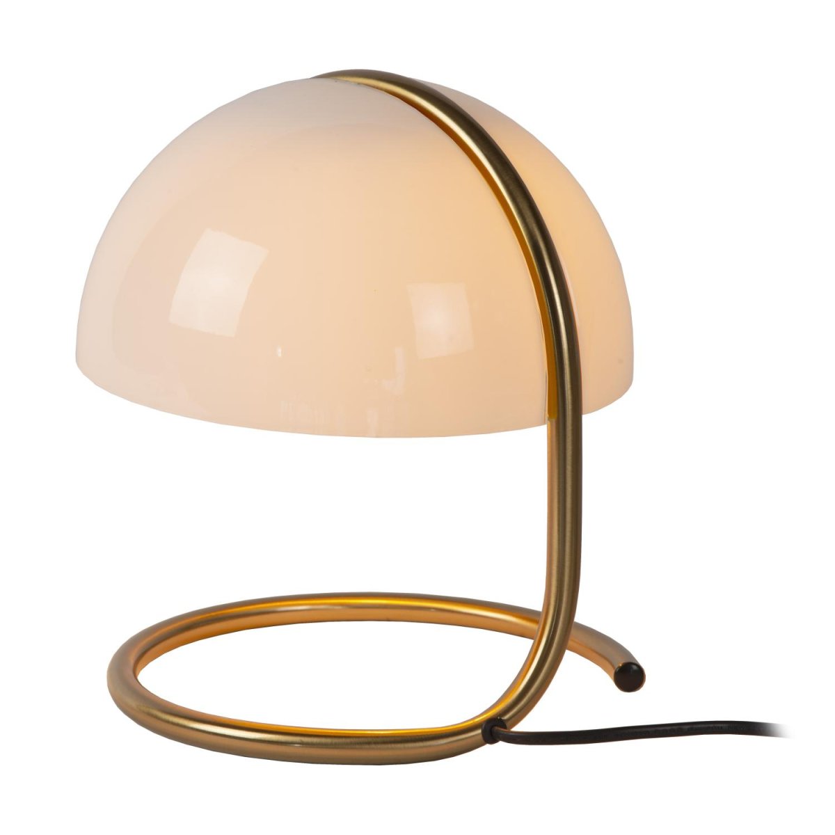 Cato 25cm Hvit bordlampe Fra Lucide - Det er kanskje sant, men med en elegant halvsirkul&aelig;r lampeskjerm laget av matt glass av h&oslash;y kvalitet og en stilig metallsokkel.