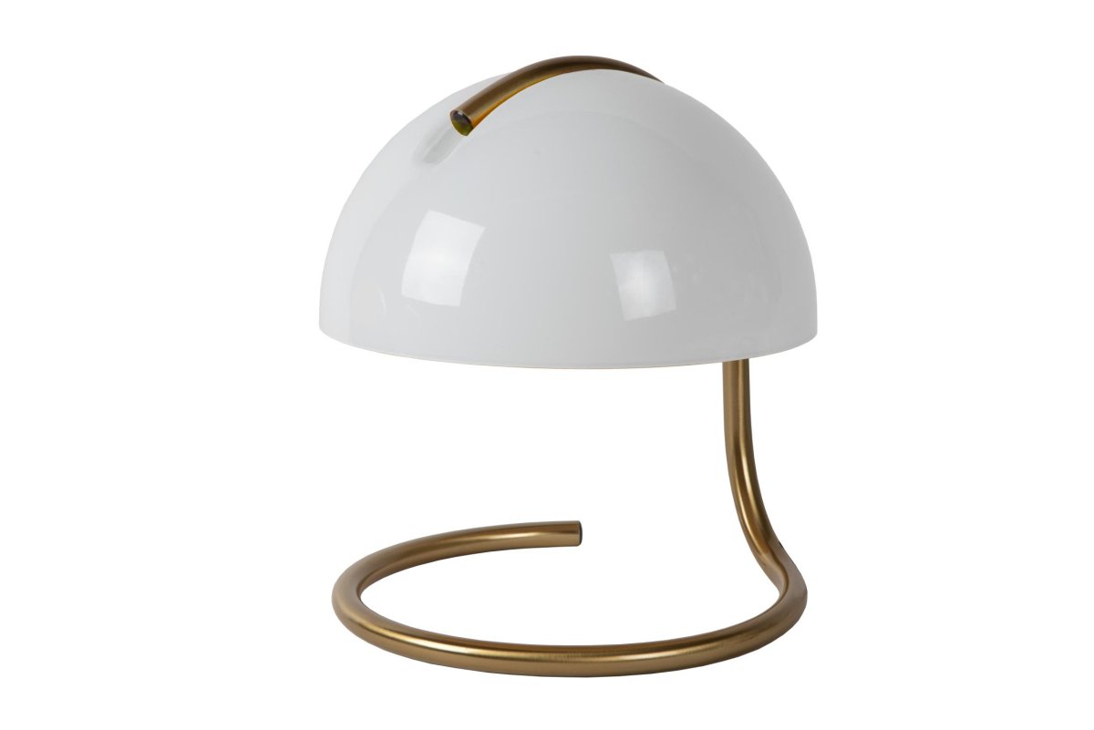Cato 25cm Hvit bordlampe Fra Lucide - Det er kanskje sant, men med en elegant halvsirkul&aelig;r lampeskjerm laget av matt glass av h&oslash;y kvalitet og en stilig metallsokkel.