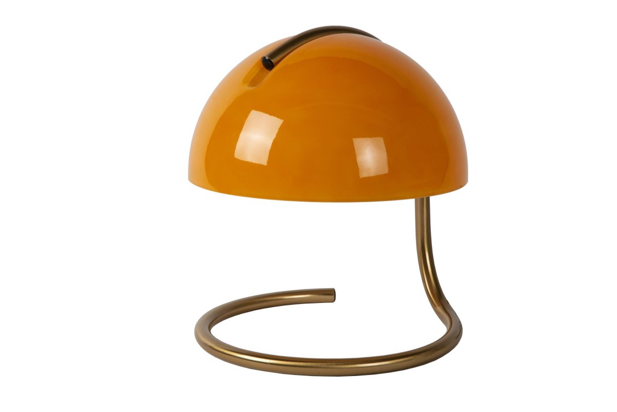 Cato 25cm Oransje bordlampe Fra Lucide - Det er kanskje sant, men med en elegant halvsirkulær lampeskjerm laget av matt glass av høy kvalitet og en stilig metallsokkel.