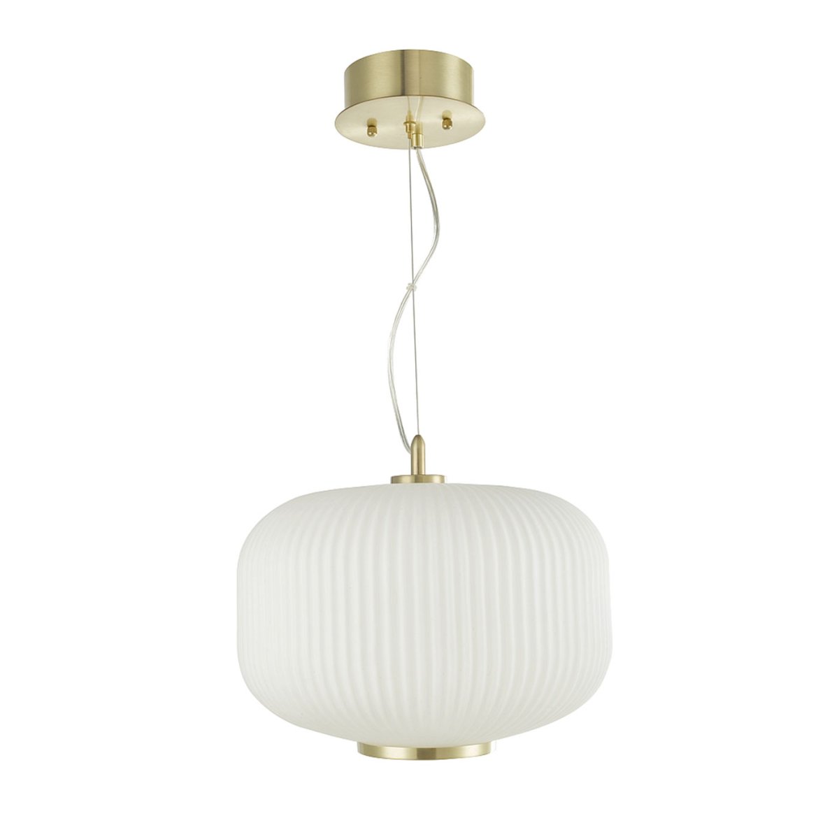 Zoom bilde av Nicki Ø35 Børstet messing Taklampe Fra Oriva - Denne elegante taklampen i frostet glass med ribbet overflate og detaljer i b&oslash;rstet messing gir hjemmet ditt et stilig og sofistikert uttrykk.