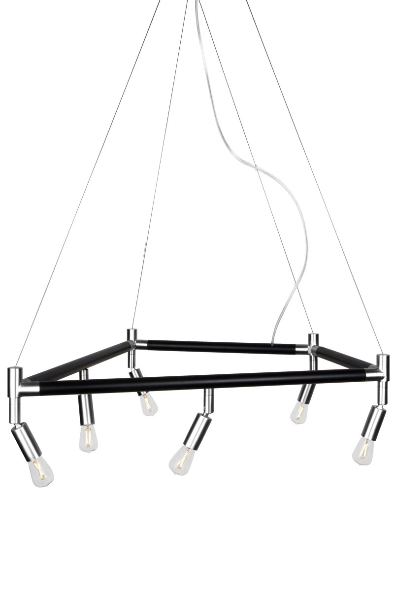Mr Hyde 70cm Krom Taklampe Fra Globen Lighting - Spektakul&aelig;rt anheng Mr Hyde XL laget i matt svart lakkert metall med kontrasterende deler i krom.