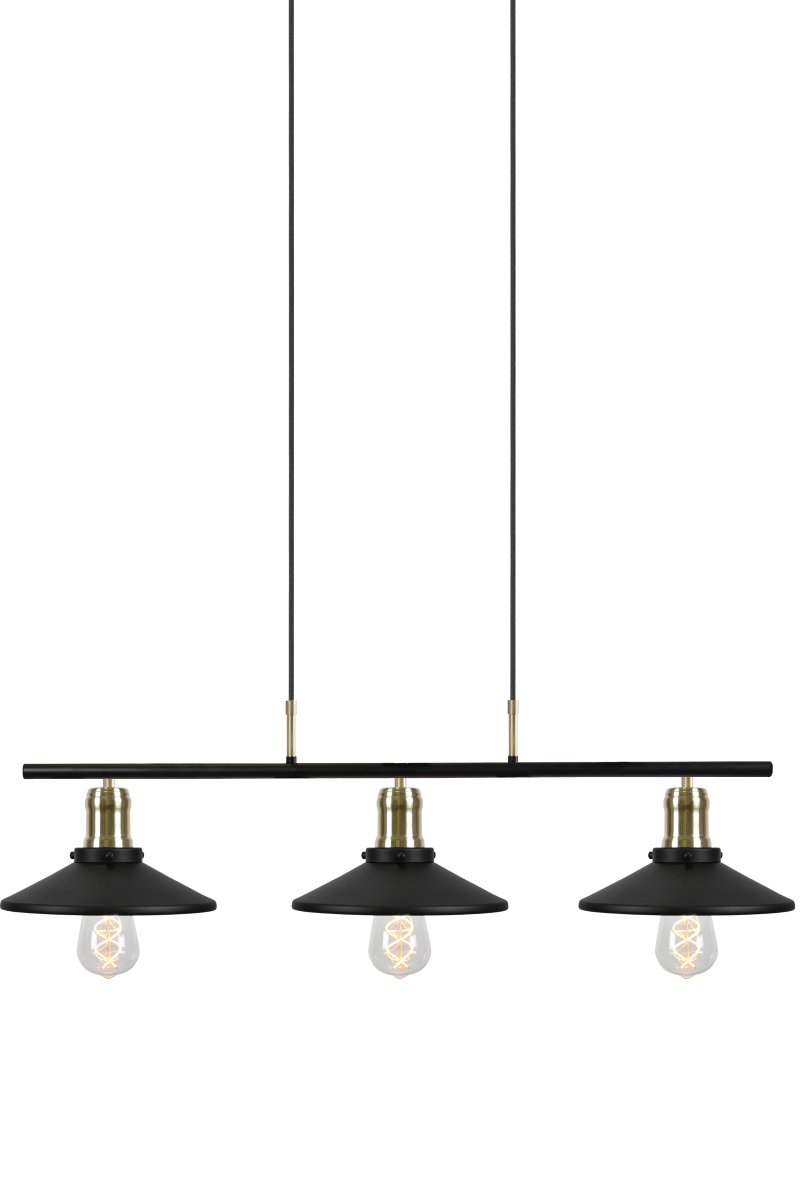 Disc 96cm Svart Taklampe Fra Globen Lighting - Lampen er utstyrt med to 120 cm lange tekstilledninger og en svart metalltakkopp.